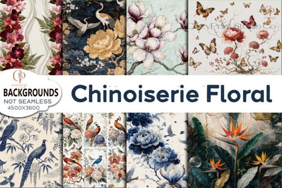 Chinoiserie Floral Backgrounds: Elevate Your Digital Projects