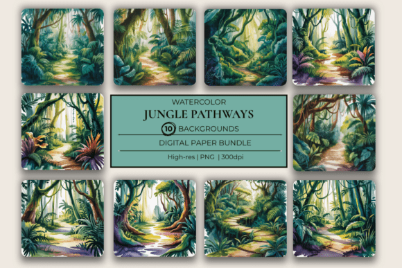 Deep Jungle Pathways Forest Backgrounds: Lush Digital Scenery