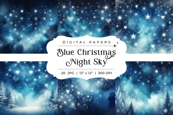 Enchanting Blue Christmas Night Sky Backgrounds for Your Designs