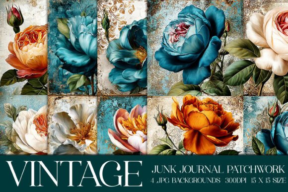 Junk Journal Patchwork Backgrounds S12: A Vintage Foundation