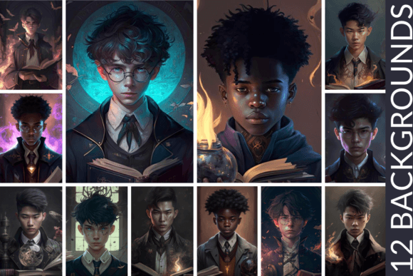 Magical Boys Digital Paper Backgrounds 1: A Dark Fantasy Toolkit