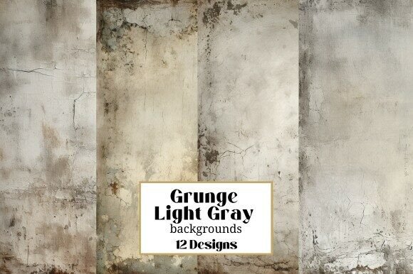 Mastering Texture with 12 Grunge Distressed Lt Gray Backgrounds