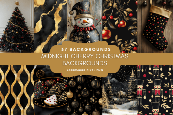 Midnight Cherry Christmas Backgrounds for Festive Design