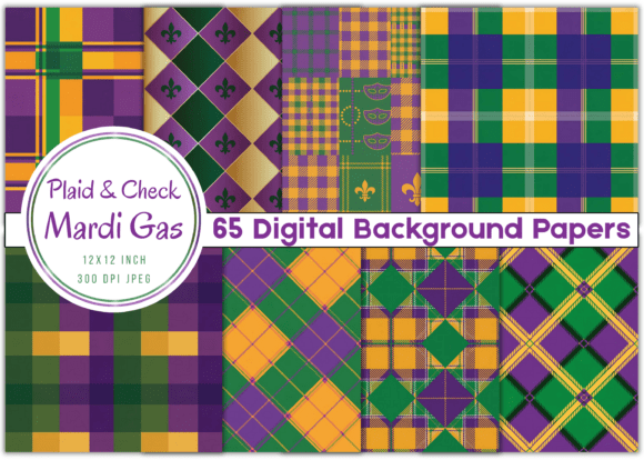 Over 60 Plaid & Check Mardi Gras Backgrounds for Your Projects