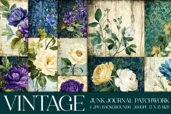Unearthing Digital Charm: Junk Journal Patchwork Backgrounds S14