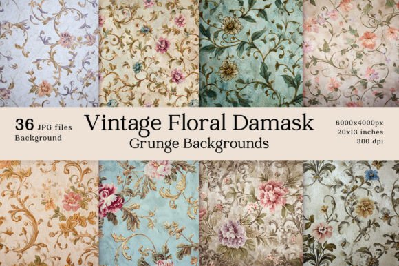 Vintage Floral Damask Grunge Backgrounds: A Designer's Texture Toolkit