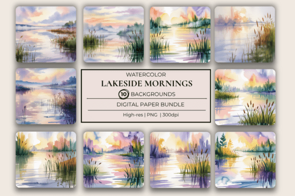 Watercolor Lakeside Mornings: A Dreamy Background Collection