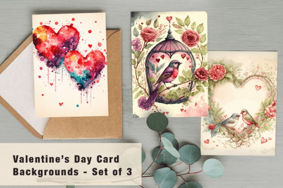 Watercolor Valentines Card Backgrounds for Modern Love