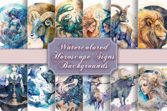Watercolored Zodiac Signs Backgrounds: A Celestial Touch